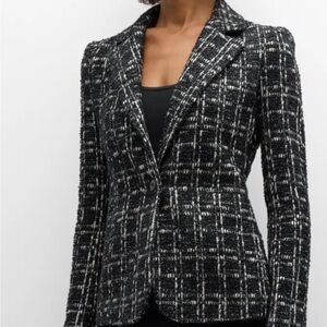 Alice + Olivia Black and White Plaid Blazer with slight shimmer